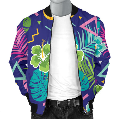 Hawaiian Themed Pattern Print Design H014 Men Bomber Jacket