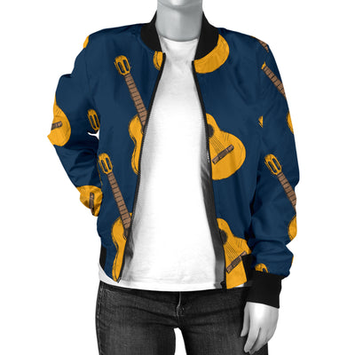 Acoustic Guitar Pattern Print Design 04 Women's Bomber Jacket