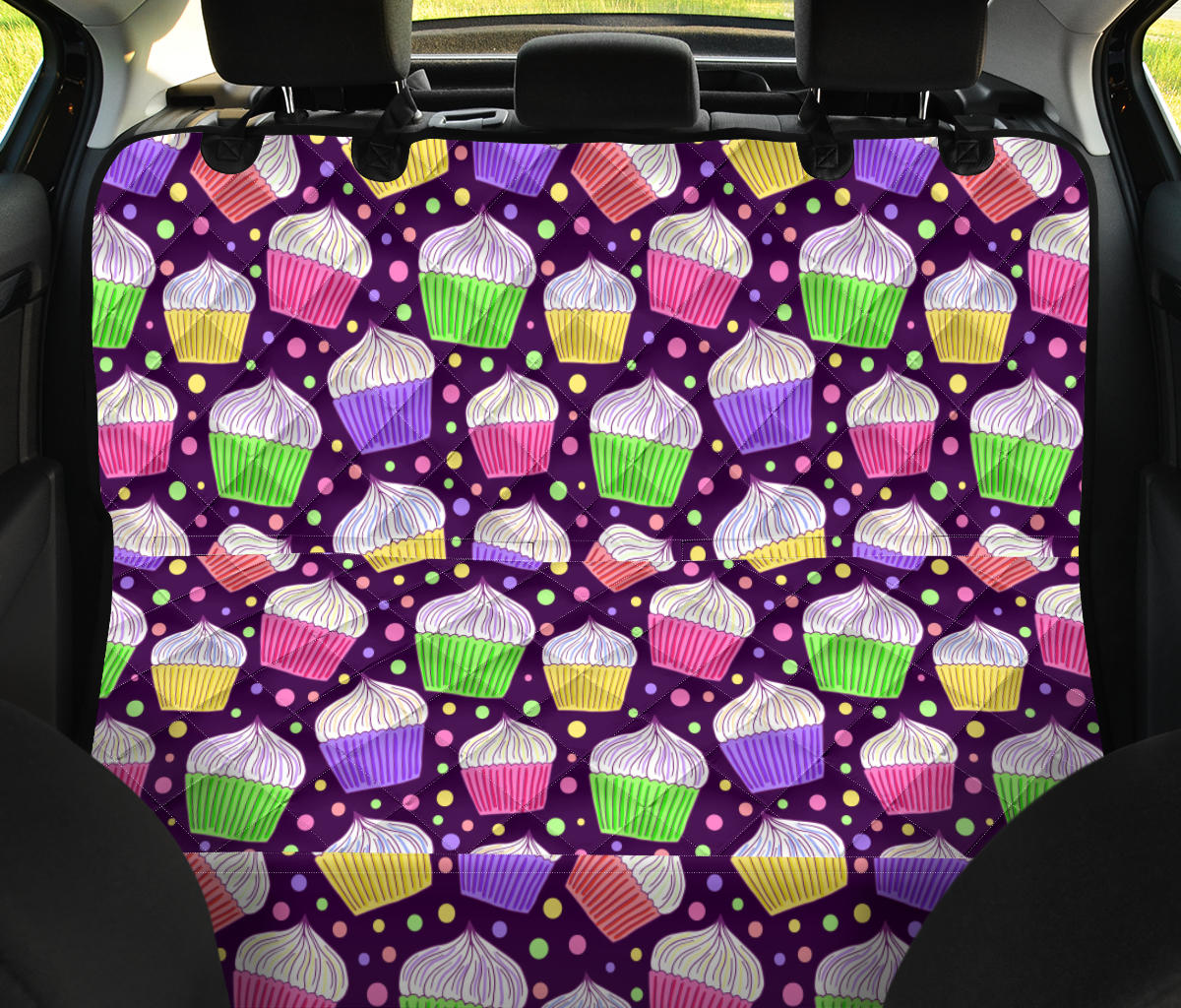 Cupcake Pattern Print Design CP07 Rear Dog  Seat Cover
