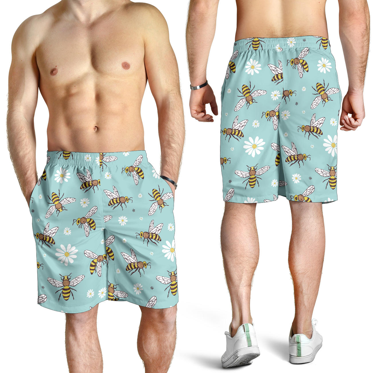 Bee Pattern Print Design BEE010 Mens Shorts