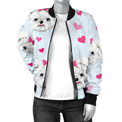 Maltese Pattern Print Design 03 Women's Bomber Jacket