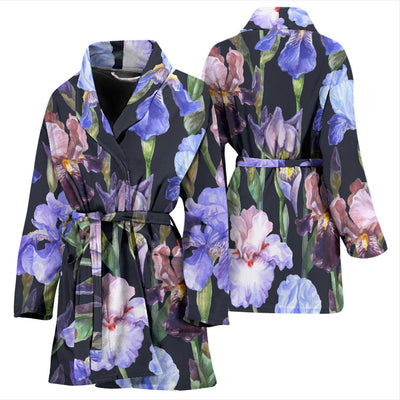 Iris Pattern Print Design IR04 Women Bathrobe