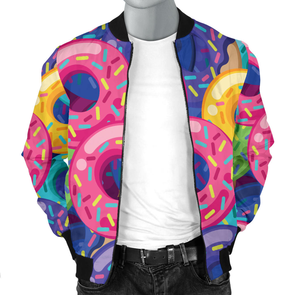 Donut Pattern Print Design DN010 Men Bomber Jacket