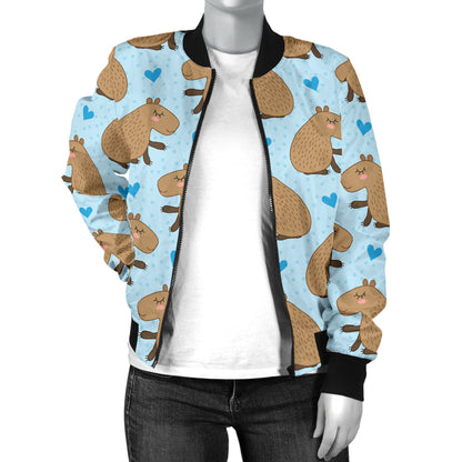Capybara Pattern Print Design 01 Women's Bomber Jacket