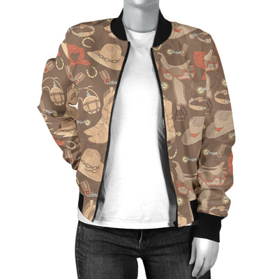 Cowboy Pattern Print Design 02 Women's Bomber Jacket