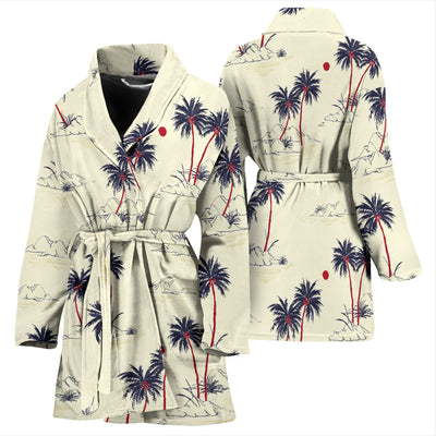 Palm Tree Pattern Print Design PT08 Women Bathrobe