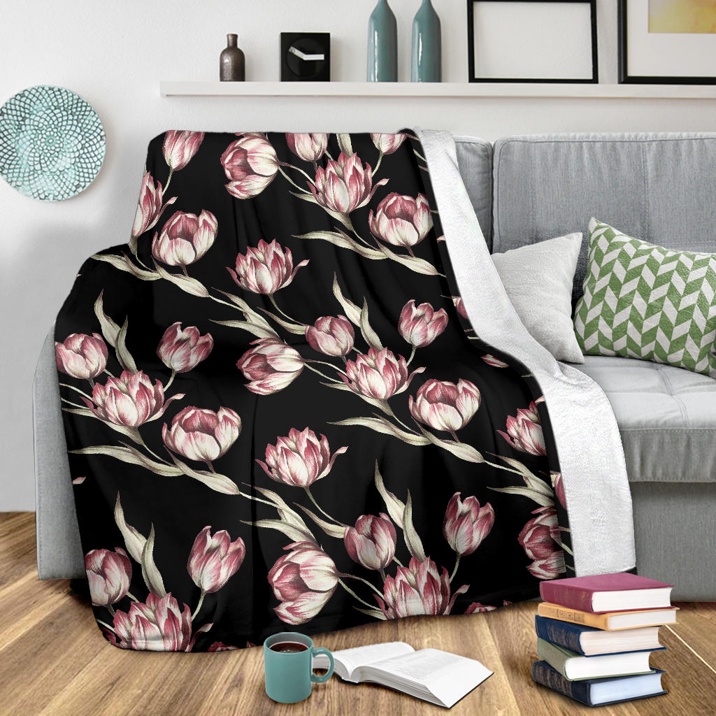Tulip Pink Pattern Print Design TP02 Fleece Blanket