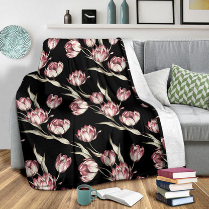 Tulip Pink Pattern Print Design TP02 Fleece Blanket