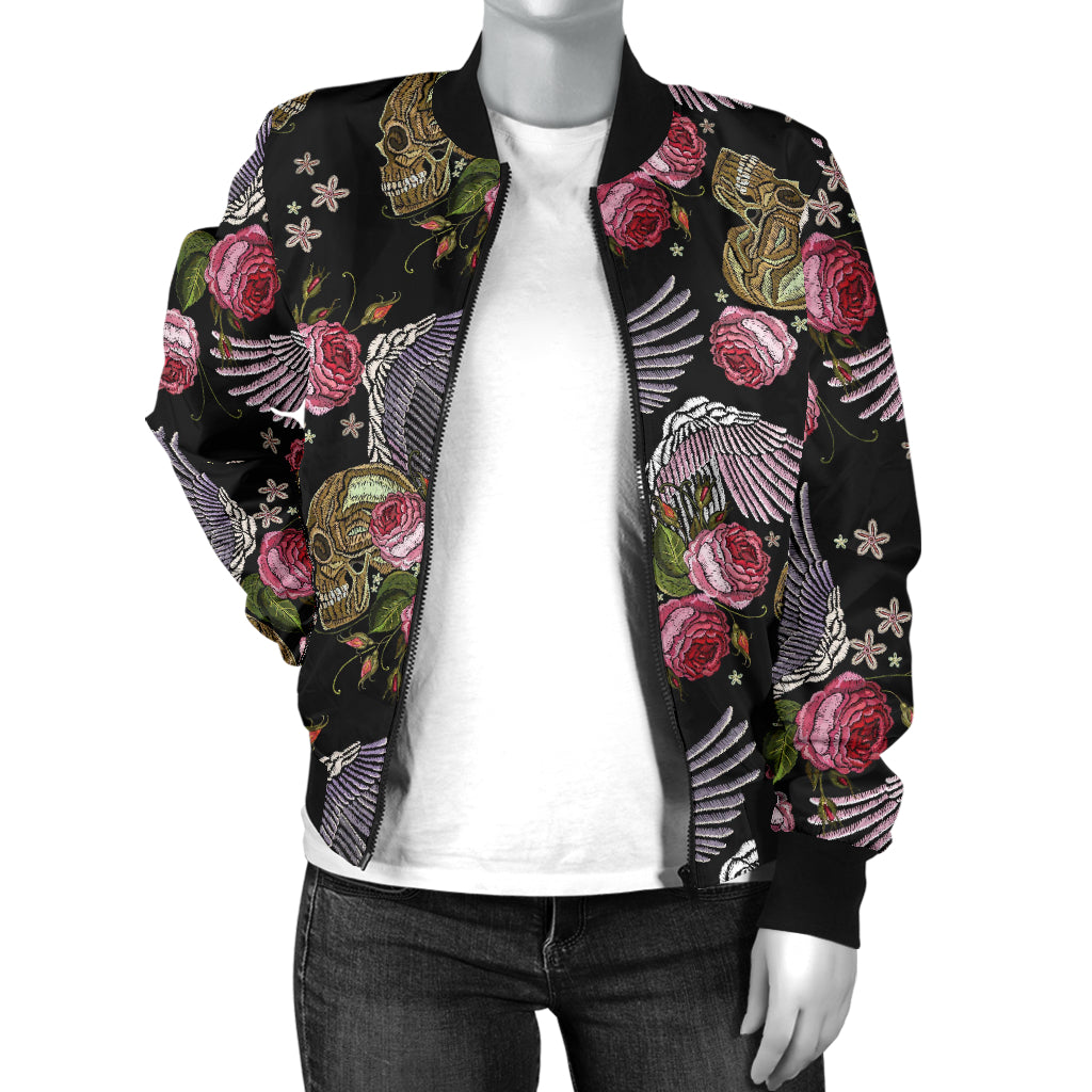 Angel Wings Pattern Print Design 06 Women's Bomber Jacket