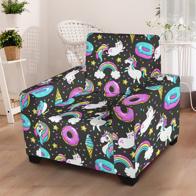 Donut Unicorn Pattern Print Design DN09 Armchair Slipcover