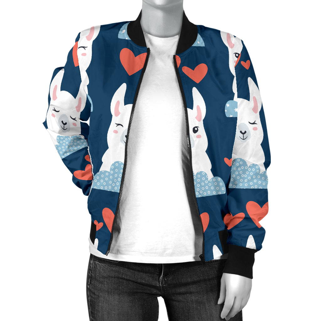 Alpaca Love Pattern Print Design 05 Women's Bomber Jacket