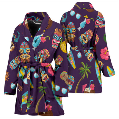 Hawaiian Themed Pattern Print Design H024 Women Bathrobe