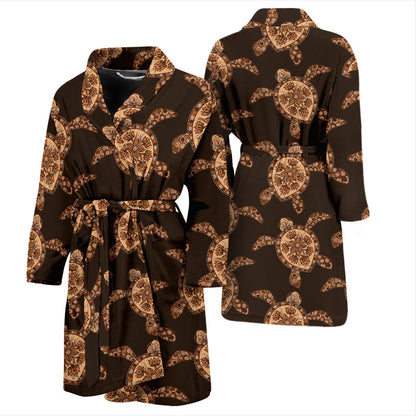 Tribal Sea Turtle Pattern Print Design T09 Men Bathrobe