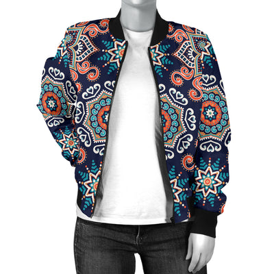 Bohemian Pattern Print Design 02 Women's Bomber Jacket