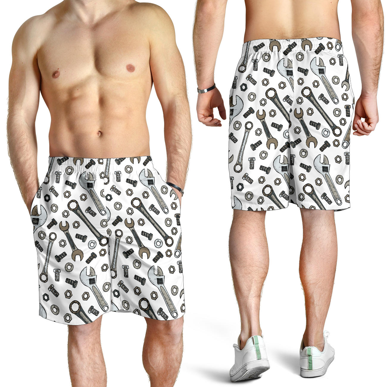 Mechanic Pattern Print Design 03 Mens Shorts