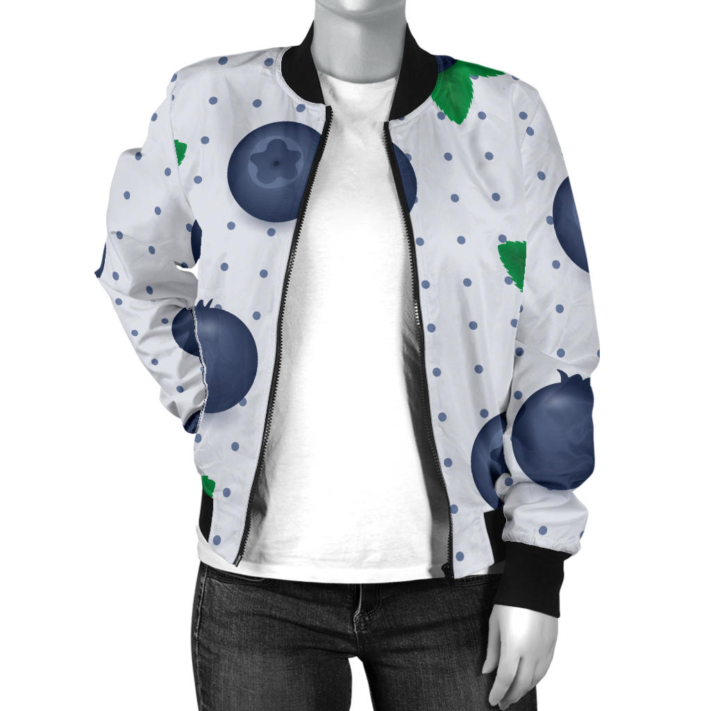 Blueberry Pattern Print Design BB02 Women Bomber Jacket