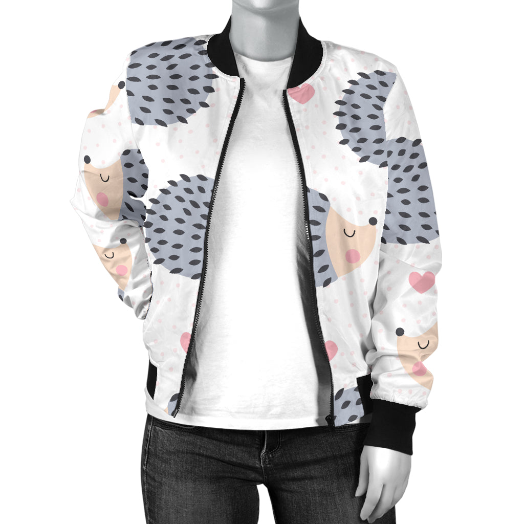 Hedgehog Baby Pattern Print Design 03 Women's Bomber Jacket