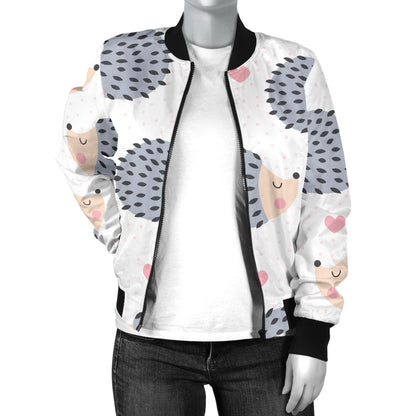 Hedgehog Baby Pattern Print Design 03 Women's Bomber Jacket