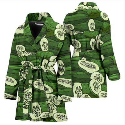 Cucumber Pattern Print Design CC01 Women Bathrobe