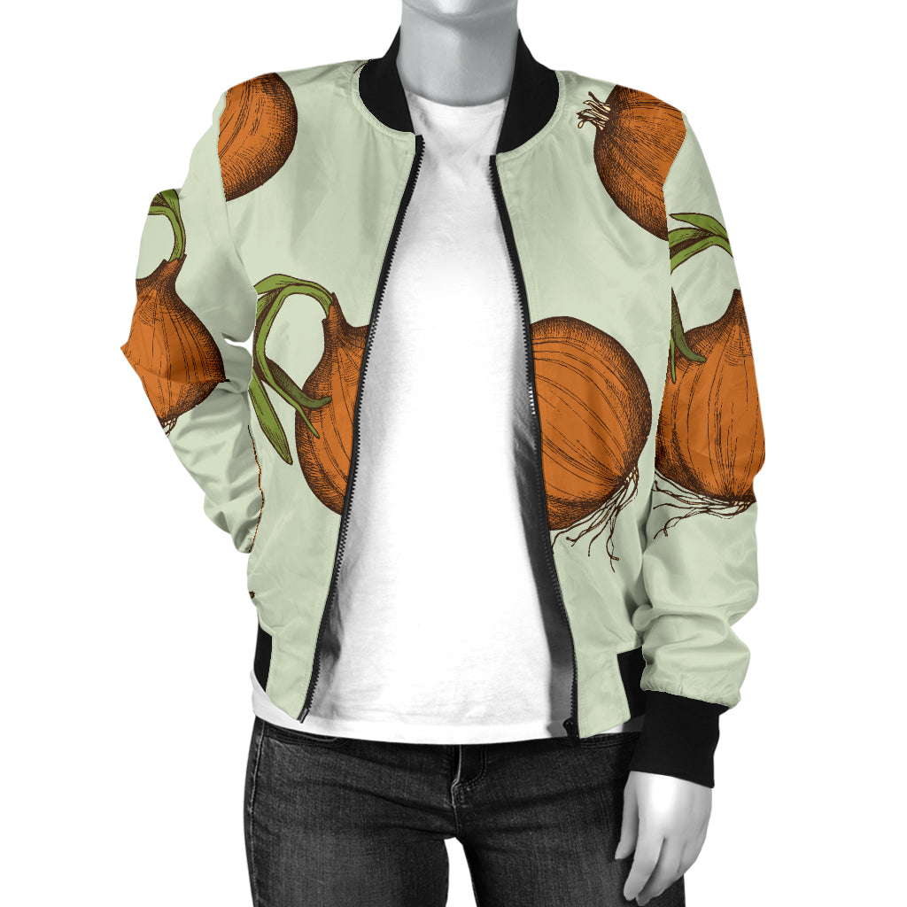 Onion Pattern Print Design A05 Women's Bomber Jacket