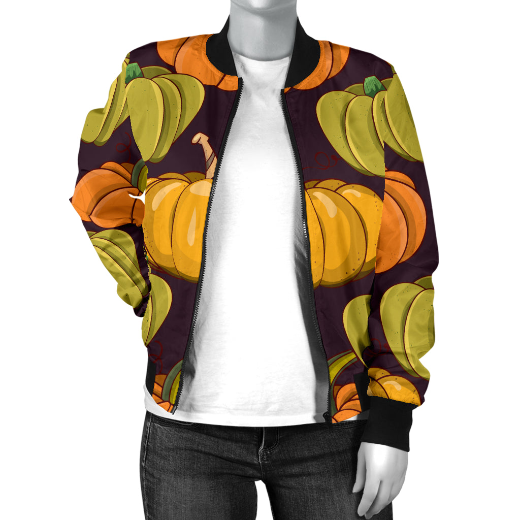 Pumpkin Pattern Print Design A01 Women's Bomber Jacket
