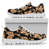 Brown Hibiscus Pattern Print Design HB06 Sneakers White Bottom Shoes