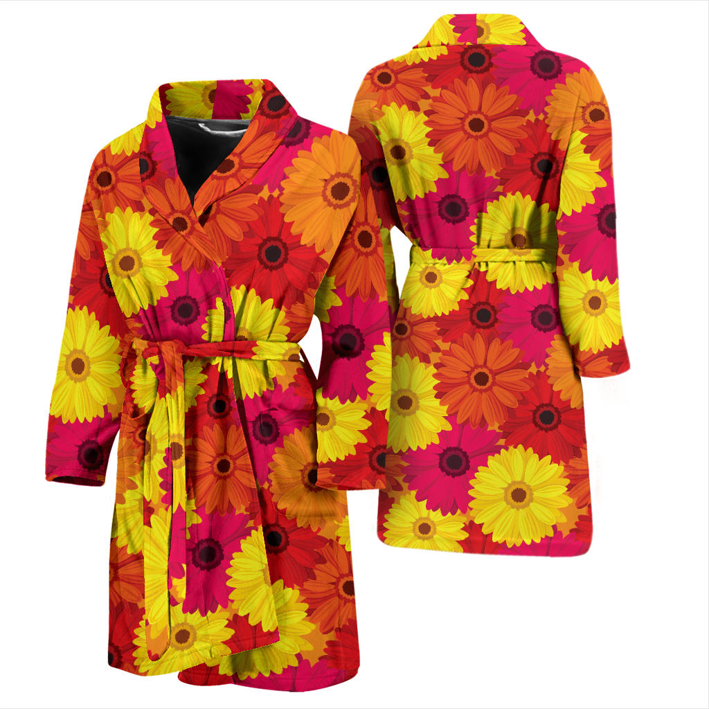 Gerberas Pattern Print Design GB05 Men Bathrobe