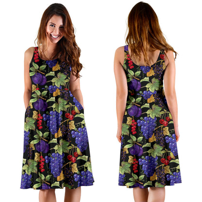 Grape Pattern Print Design GP05 Midi Dress