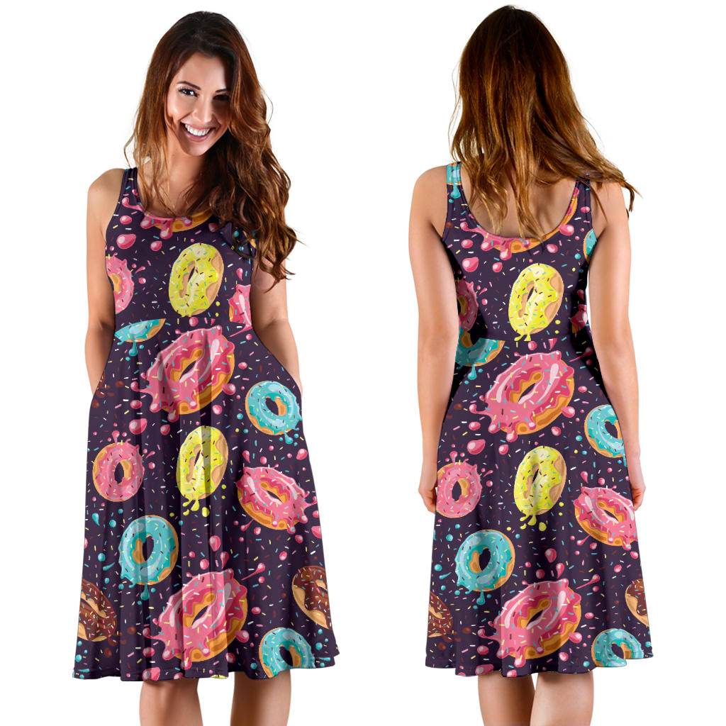 Donut Pattern Print Design DN03 Midi Dress