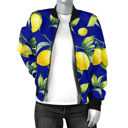 Lemon Pattern Print Design LM06 Women Bomber Jacket