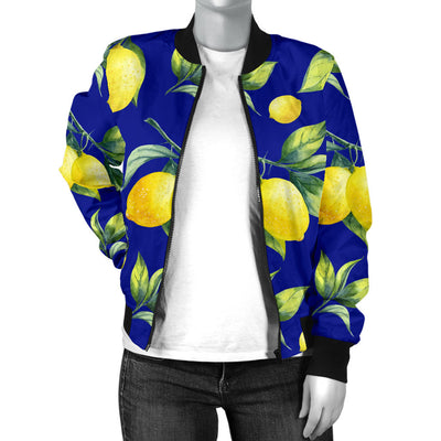 Lemon Pattern Print Design LM06 Women Bomber Jacket