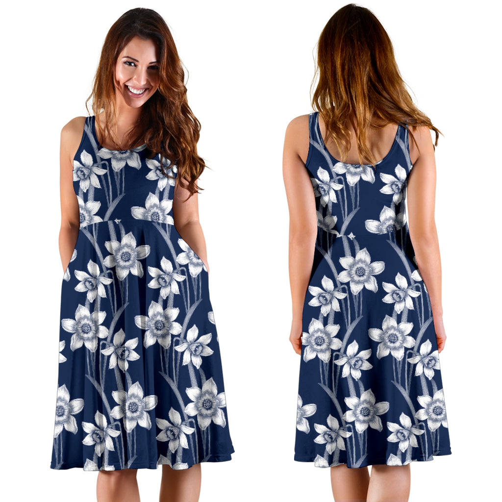 Daffodils Pattern Print Design DF09 Midi Dress