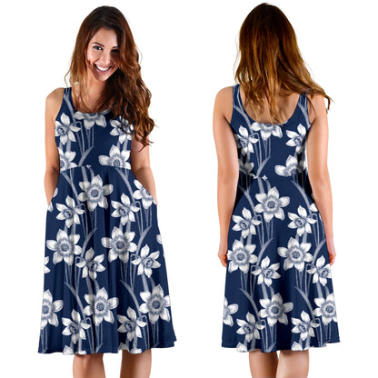 Daffodils Pattern Print Design DF09 Midi Dress