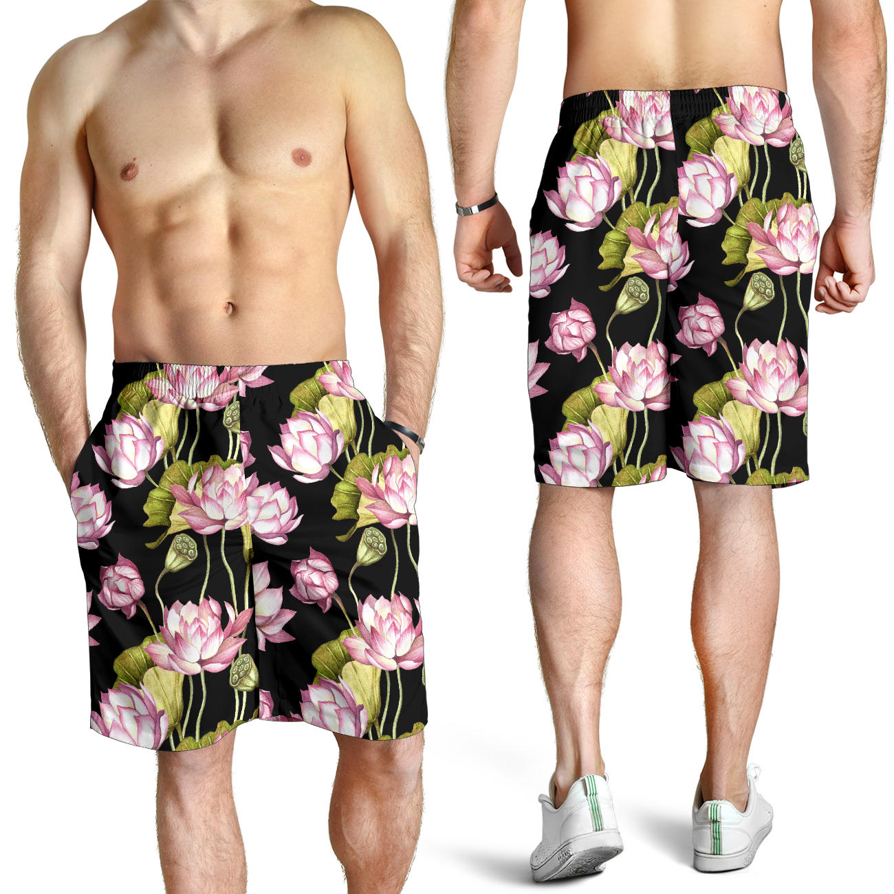 Water Lily Pattern Print Design WL06 Mens Shorts