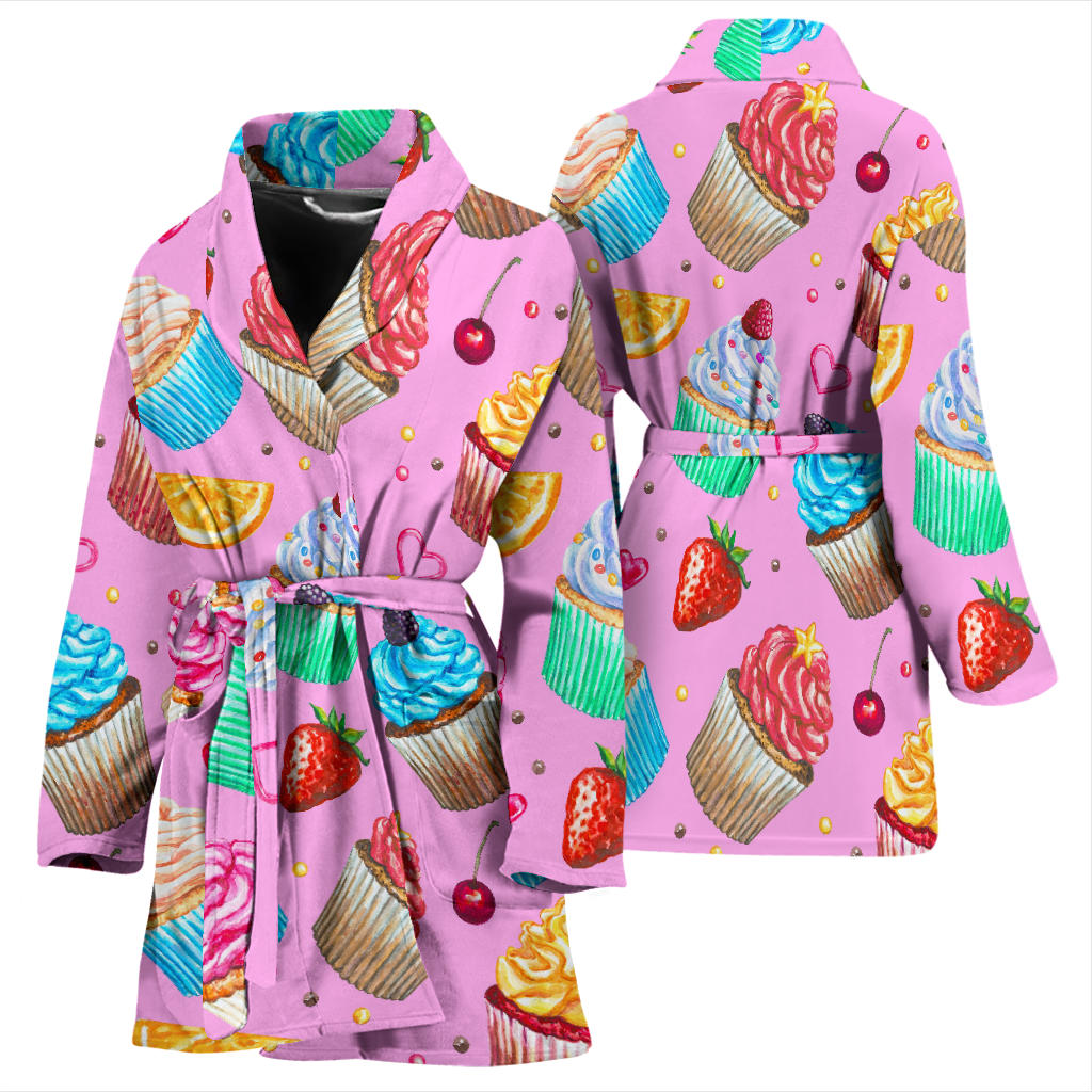 Cupcake Pattern Print Design CP05 Women Bathrobe