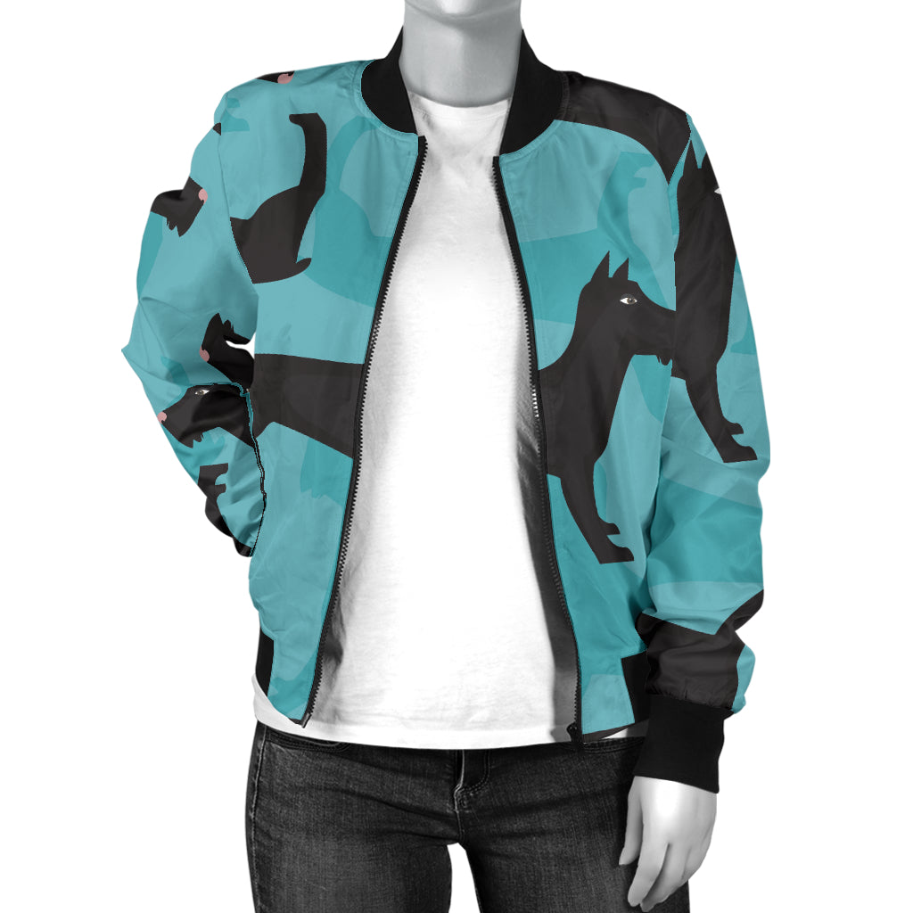 Schnauzers Pattern Print Design A01 Women's Bomber Jacket
