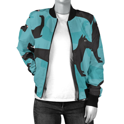 Schnauzers Pattern Print Design A01 Women's Bomber Jacket