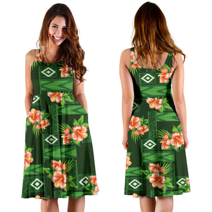 Hibiscus Pattern Print Design HB05 Midi Dress