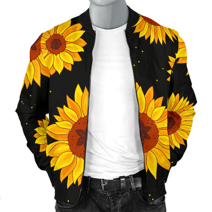 Sunflower Pattern Print Design SF09 Men Bomber Jacket