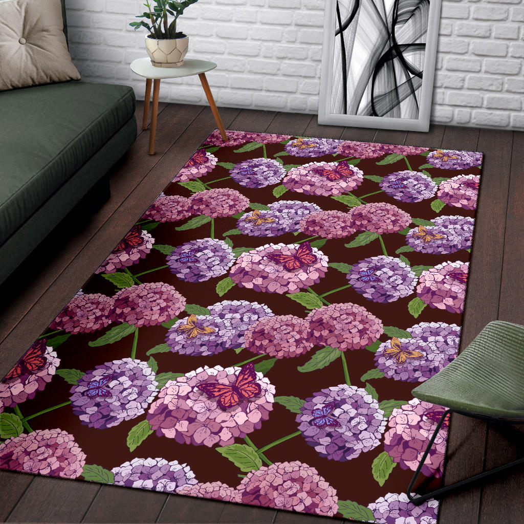 Hydrangea Pattern Print Design HD08 Area Rugs