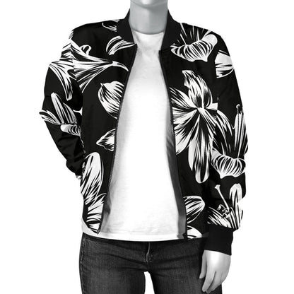 Amaryllis Pattern Print Design AL04 Women Bomber Jacket