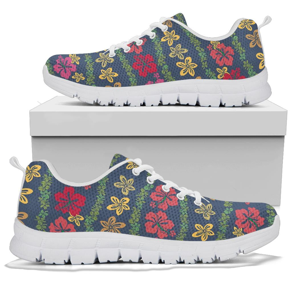 Hawaiian Themed Pattern Print Design H018 Sneakers White Bottom Shoes