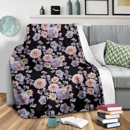 Dahlia Pattern Print Design DH012 Fleece Blanket