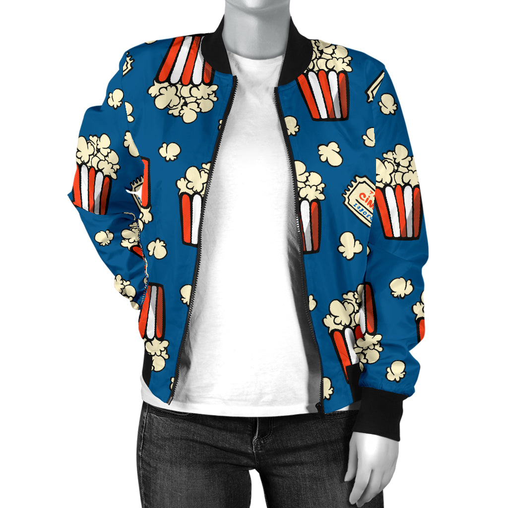 Popcorn Pattern Print Design A03 Women's Bomber Jacket