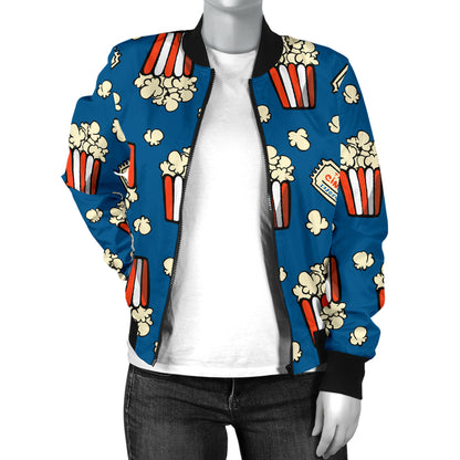 Popcorn Pattern Print Design A03 Women's Bomber Jacket