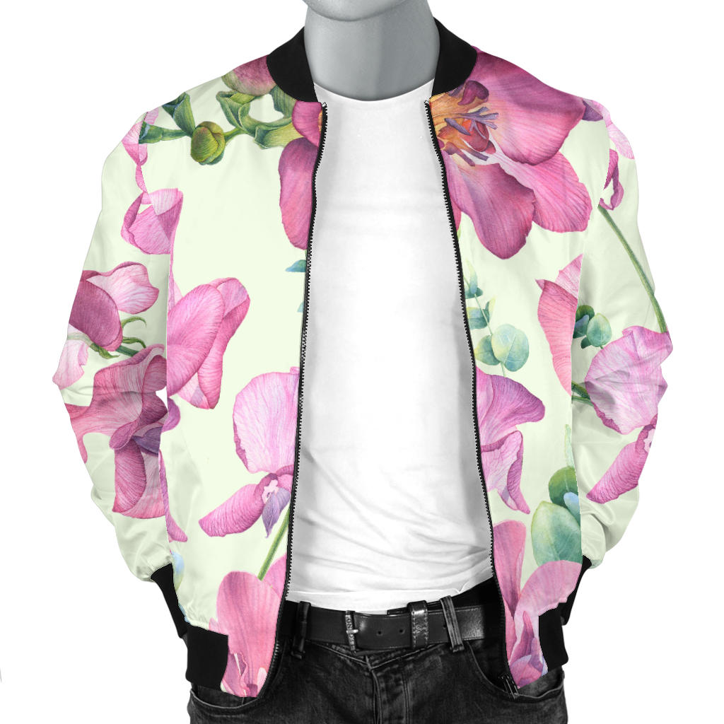 Peony Pattern Print Design PE011 Men Bomber Jacket