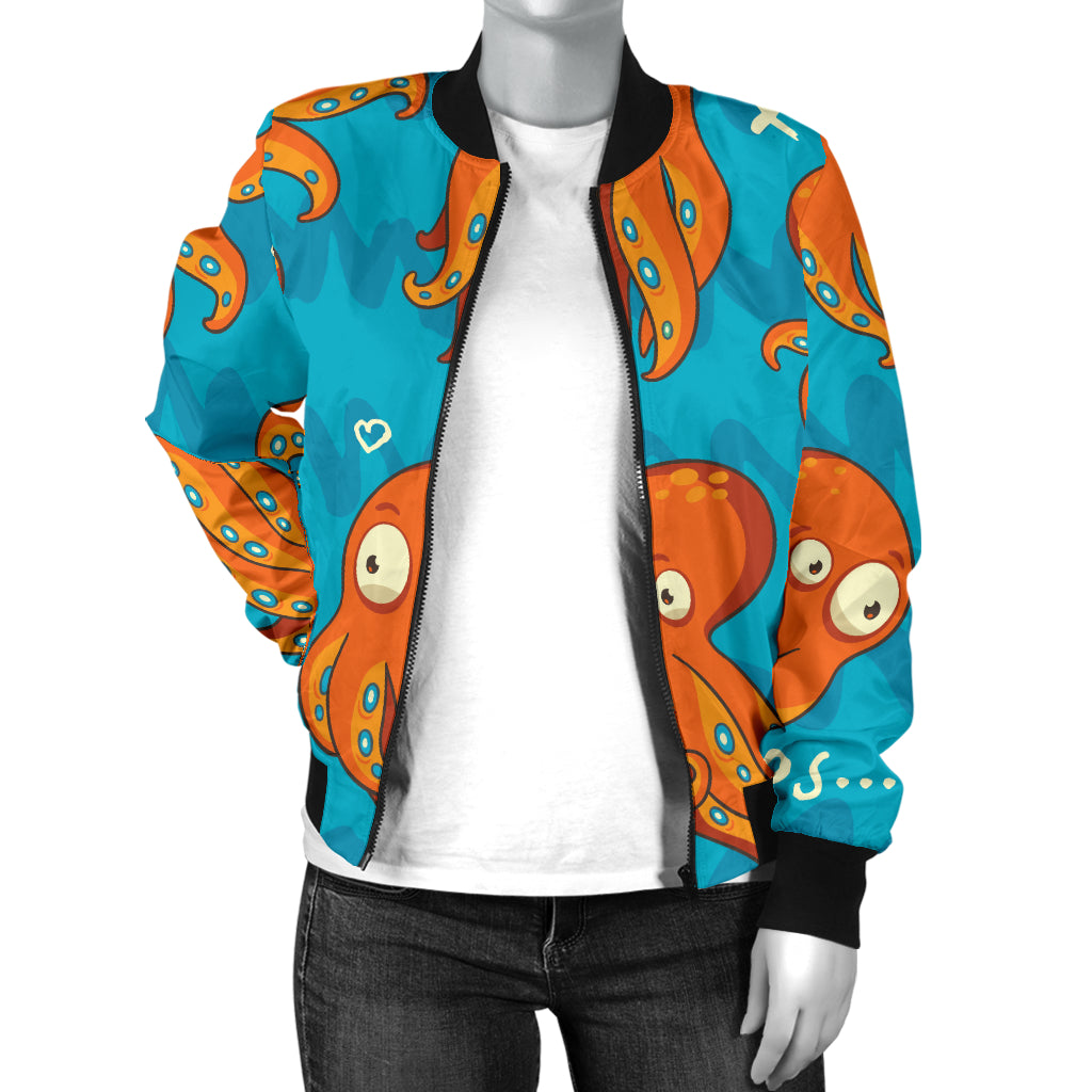 Octopus Pattern Print Design A02 Women's Bomber Jacket