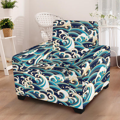 Surf Wave Pattern Armchair Slipcover