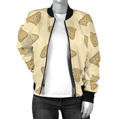 Poop Emoji Pattern Print Design A02 Women's Bomber Jacket