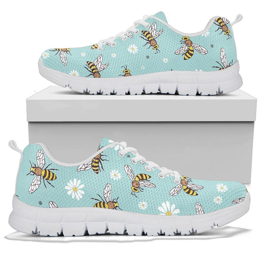 Bee Pattern Print Design BEE010 Sneakers White Bottom Shoes